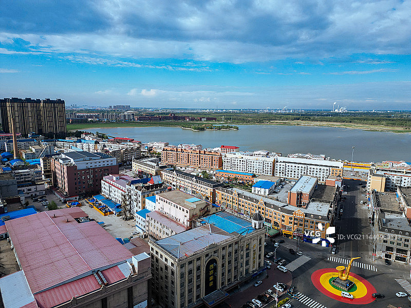 大庆市 铁人广场 万达广场 明珠商服楼 远望环岛 目标 航拍图片素材