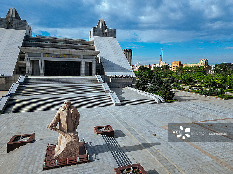 大庆市 铁人广场 万达广场 明珠商服楼 远望环岛 目标 航拍图片素材