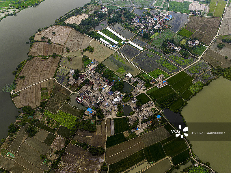 航拍安徽省芜湖市南陵县许镇镇田园风光图片素材