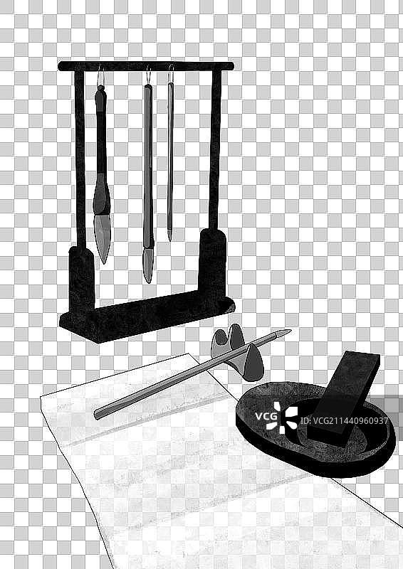 黑色背景下的书和笔的特写镜头图片素材