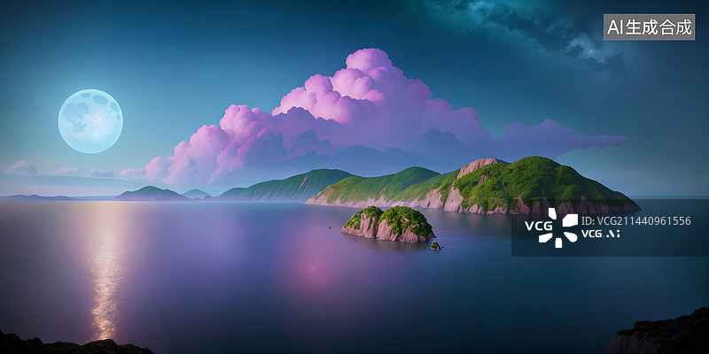 【AI数字艺术】奇幻卡通风海景壁纸图片素材