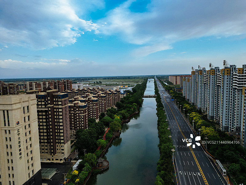 盘锦市 大洼区 向海大道 东湖公园 航拍 地标图片素材
