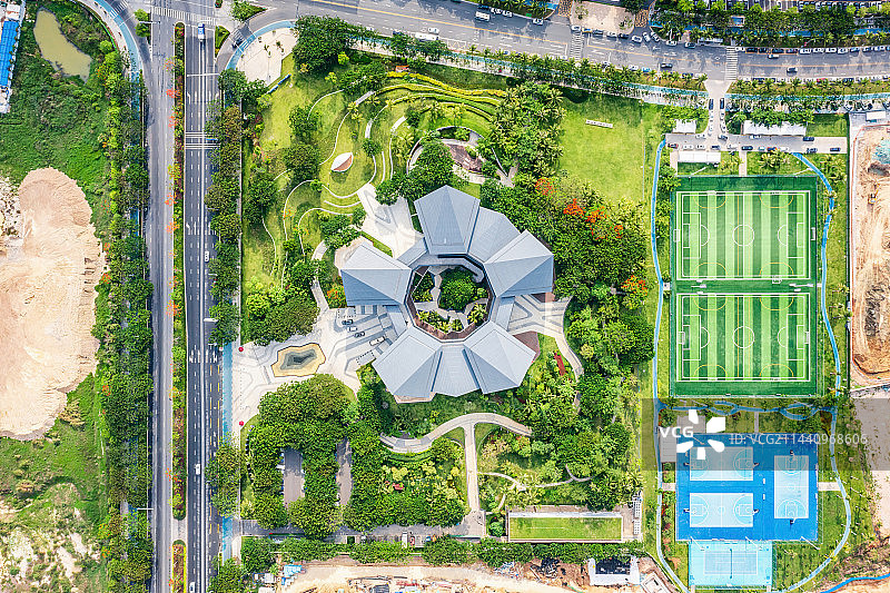 海南省三亚市崖州区崖州湾科技城管理局 产业促进中心航拍图片素材