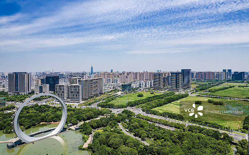 江苏省常州市天宁区紫荆公园及周边建筑群航拍图片素材