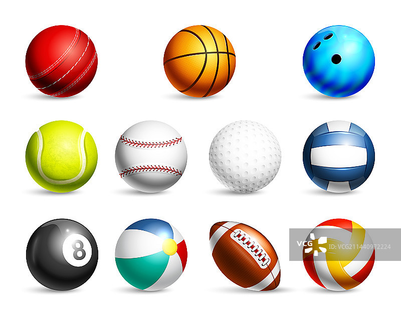 逼真运动球图标集图片素材