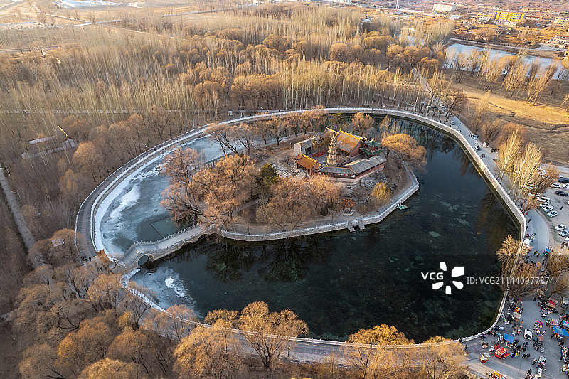 航拍山西广灵水神堂图片素材