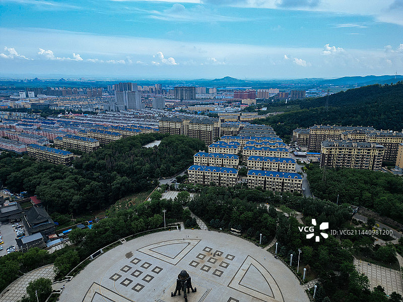 调兵山市 明月禅寺 兀术城 月亮湖 航拍 地标图片素材