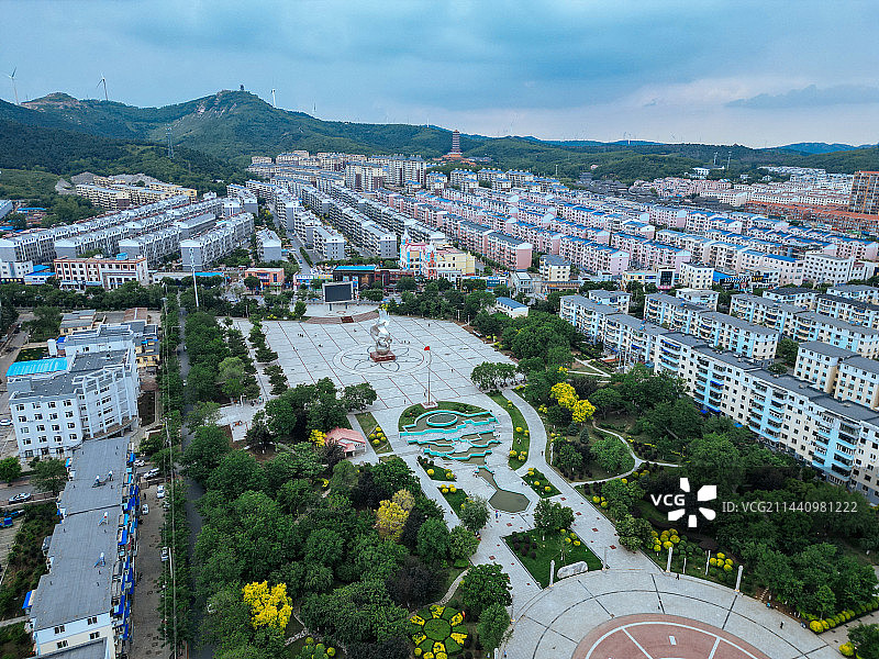 调兵山市 明月禅寺 兀术城 月亮湖 航拍 地标图片素材