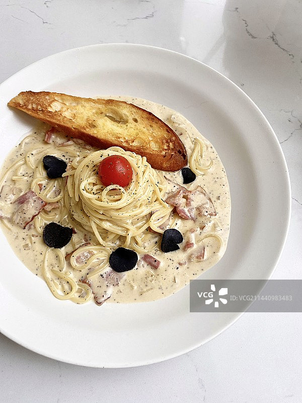 奶油培根意面图片素材