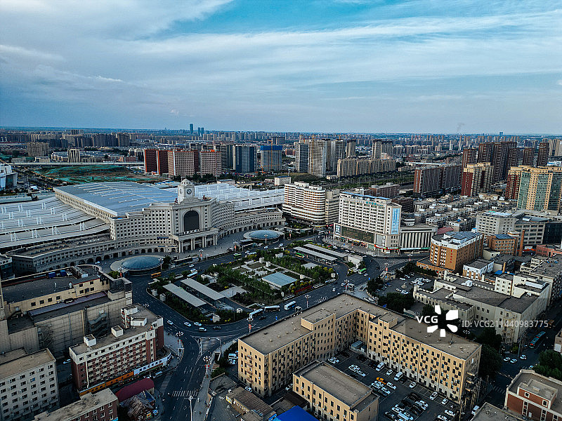 长春市 长春站 西广场 宽城区  丽晶饭店 春谊宾馆 地标 航拍图片素材