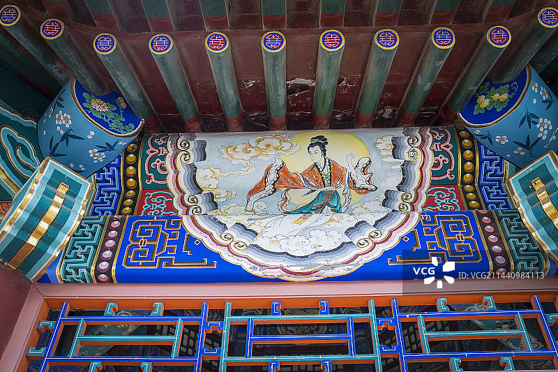 颐和园楼阁上的仙女画图片素材