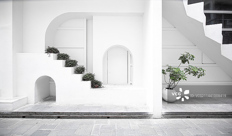 现代地中海风格建筑内部景观图片素材