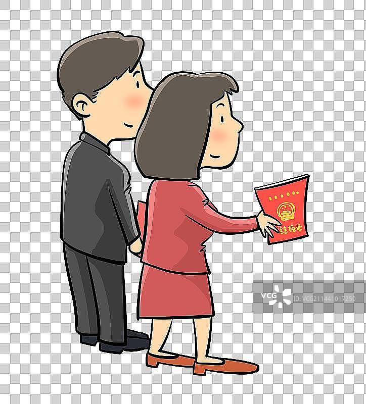 一对拿着结婚证的新人图片素材