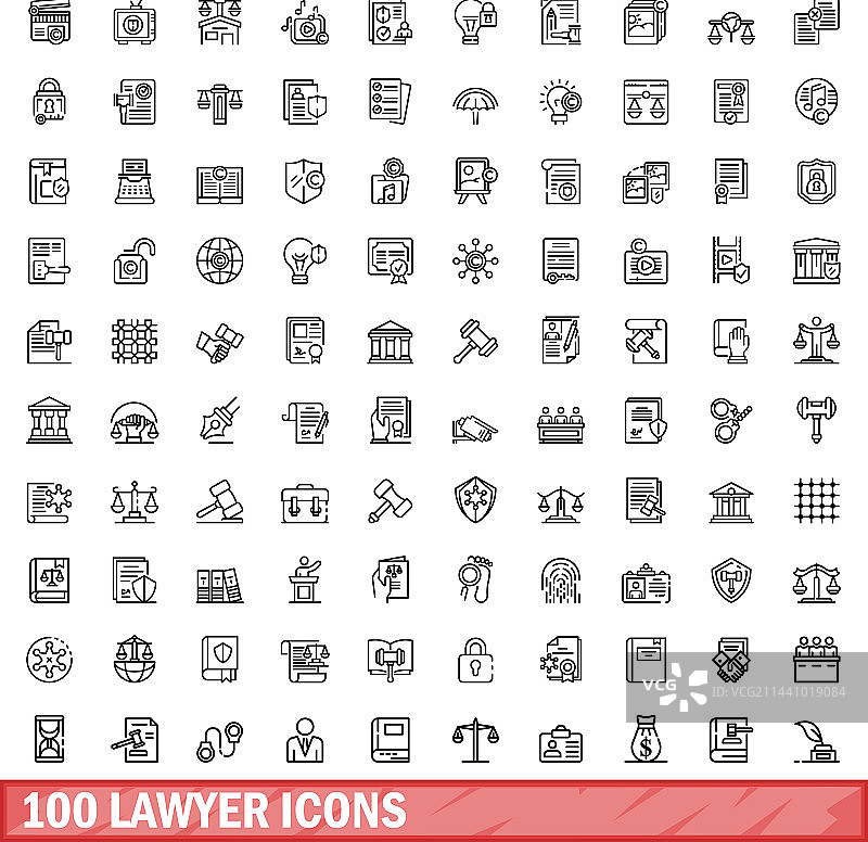 100个律师图标集（轮廓风格）图片素材