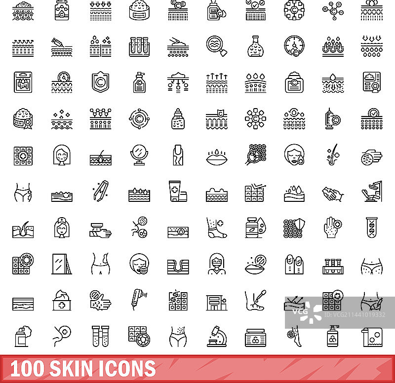 100个轮廓风格皮肤图标合集图片素材