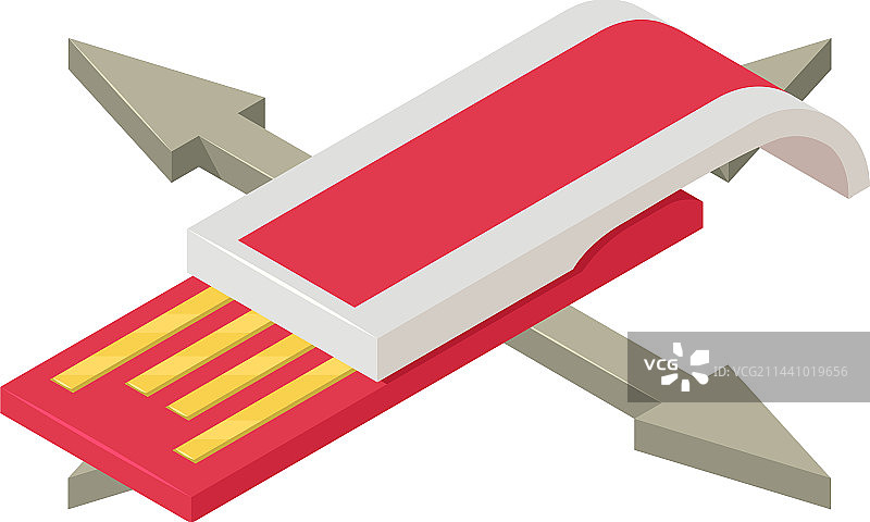 红色等距现代薄款存储卡图标图片素材