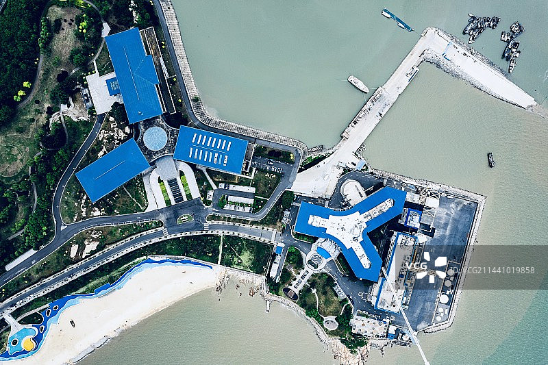 航拍视角下的海州湾会议中心图片素材