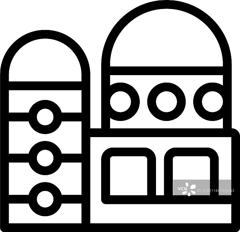 带旗帜的庆祝建筑轮廓图标图片素材