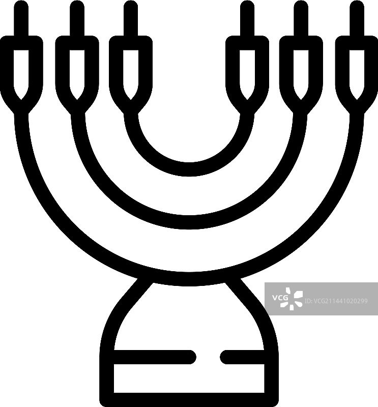 光明节蜡烛图标轮廓（以色列）图片素材