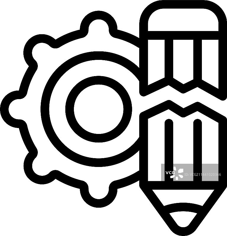 危机创意笔齿轮图标轮廓图片素材