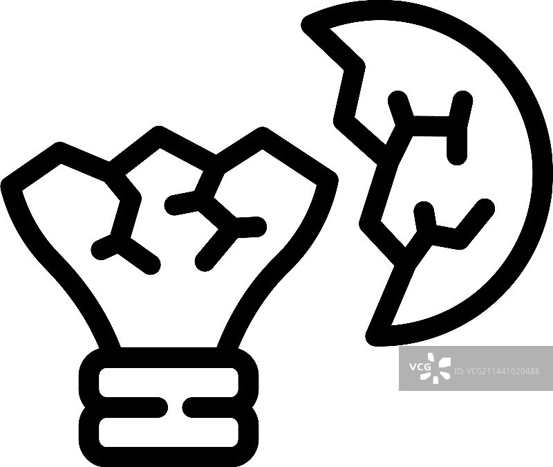 破损灯泡图标，表示工作问题图片素材