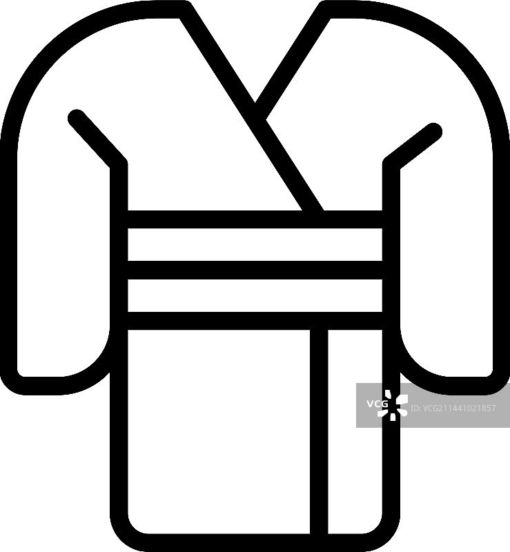 男士纺织和服轮廓正面图标图片素材