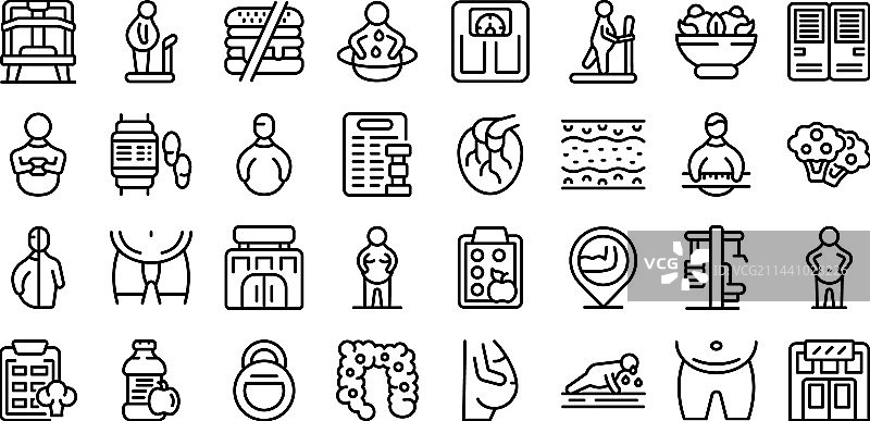 健身房里的胖男人图标轮廓图片素材