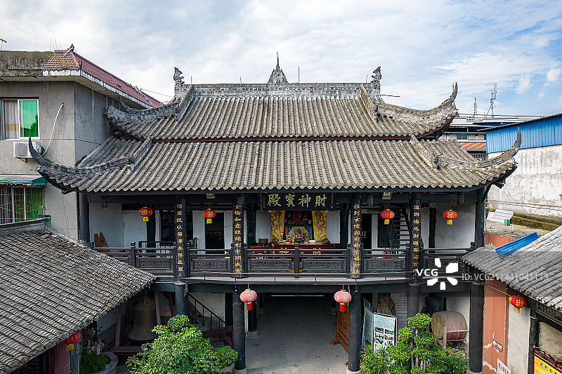 中国四川省德阳市什邡市洛水镇川主庙航拍图片素材