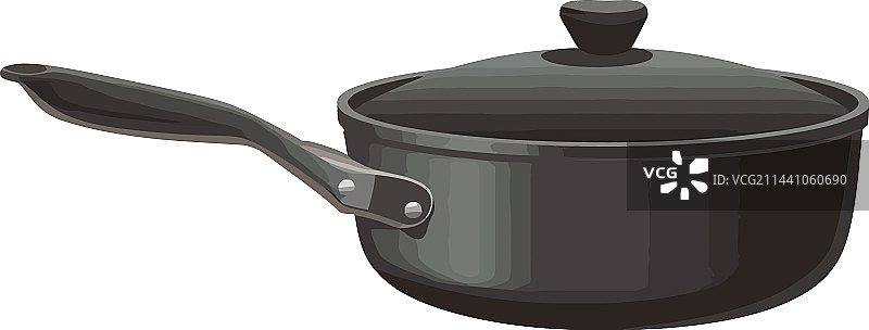 带盖不锈钢平底锅图片素材