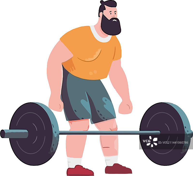 健壮的运动员在健身房举重图片素材