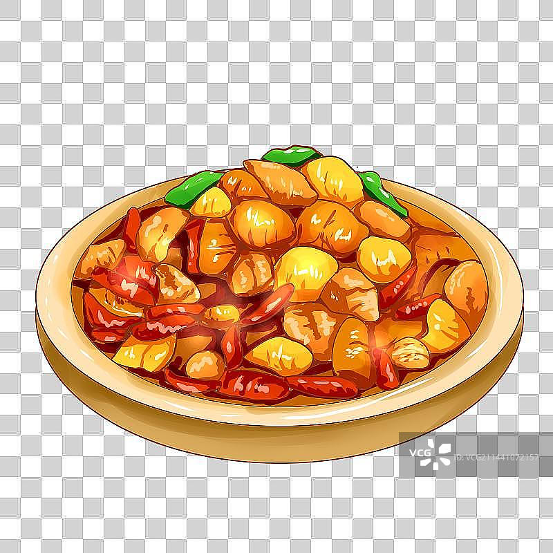 手绘重庆美食辣子鸡插画元素图片素材