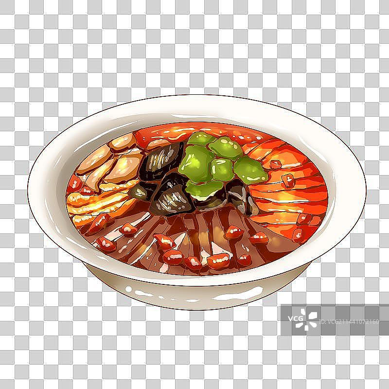 手绘重庆美食毛血旺国潮风插画元素图片素材