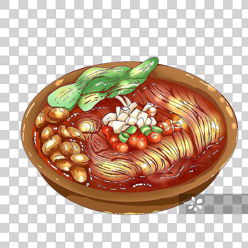 手绘国潮风酸辣粉重庆美食插画元素图片素材