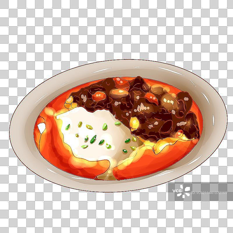 手绘重庆美食描边风豆花插画元素图片素材