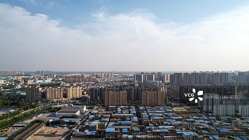新城与老城，安徽阜阳市颍州区城市风光航拍，Fuyang, Anhui Province, China图片素材