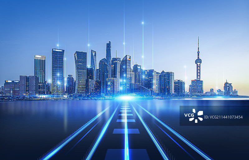中国上海城市风光和科技概念图片素材