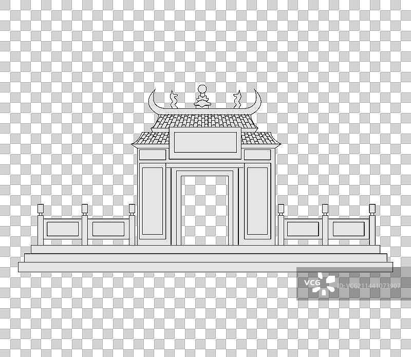 澳门中国风复古地标妈祖阁旅游矢量插画建筑图片素材