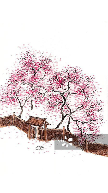 唯美手绘花鸟画二十四节气插画清明图片素材