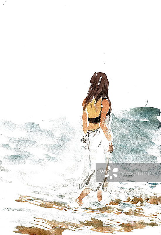 海边的女子图片素材