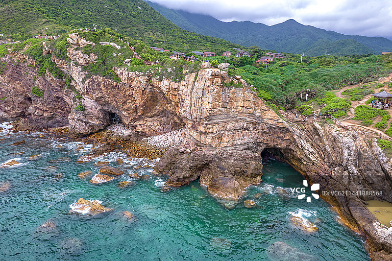 深圳大鹏半岛鹿嘴山庄杨梅坑月亮湾航拍图片素材