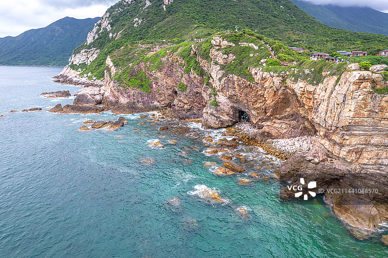 深圳大鹏半岛鹿嘴山庄杨梅坑月亮湾航拍图片素材