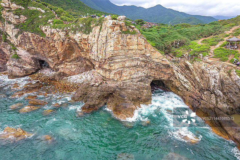 深圳大鹏半岛鹿嘴山庄杨梅坑月亮湾航拍图片素材