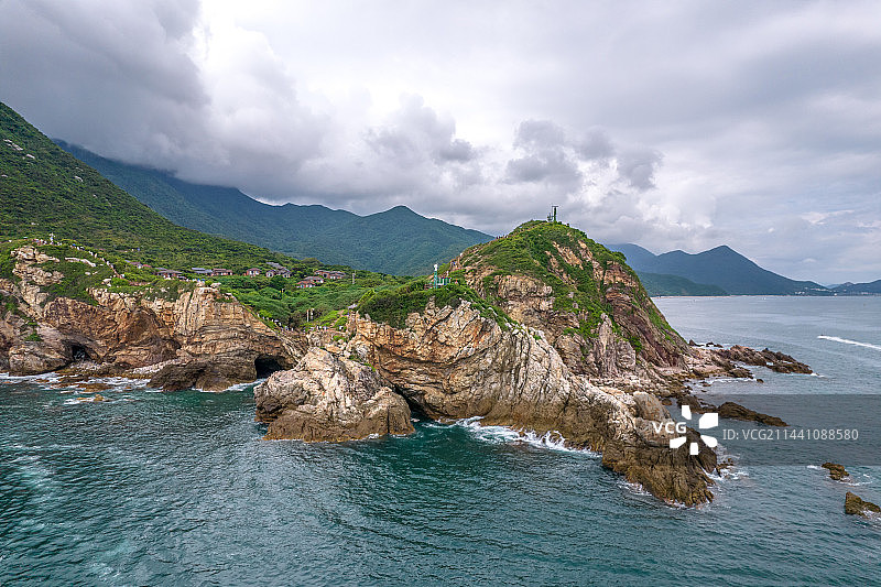 深圳大鹏半岛鹿嘴山庄杨梅坑月亮湾航拍图片素材