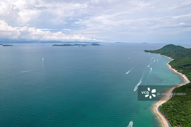 深圳大鹏半岛鹿嘴山庄杨梅坑月亮湾航拍图片素材