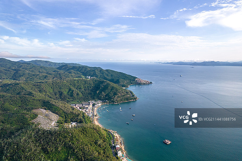深圳大鹏半岛鹿嘴山庄杨梅坑月亮湾航拍图片素材