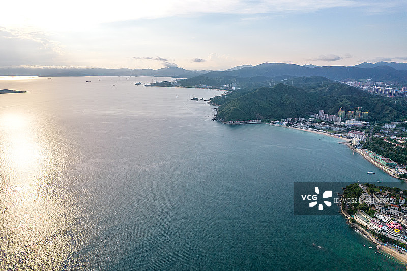 深圳大鹏半岛鹿嘴山庄杨梅坑月亮湾航拍图片素材