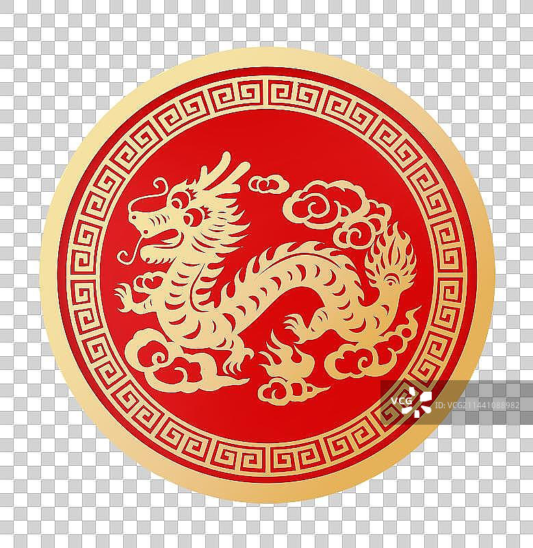 十二生肖龙年窗花剪纸图片素材