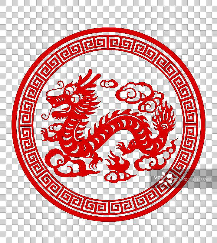 十二生肖龙年窗花剪纸图片素材