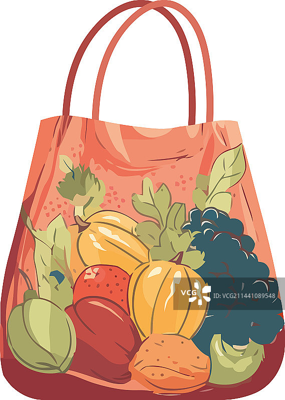 袋装新鲜有机水果和蔬菜图片素材