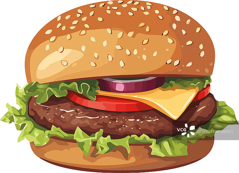 芝麻面包烤芝士汉堡套餐图片素材